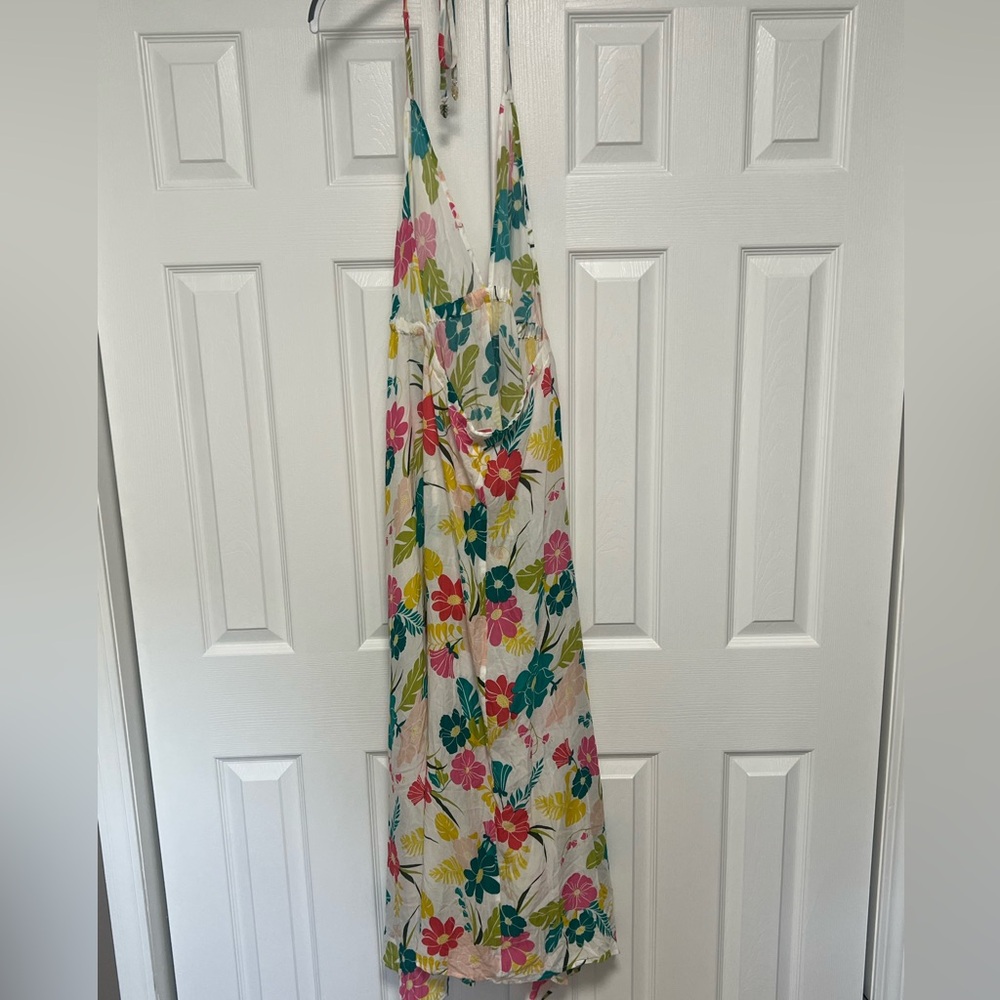 Kate Spade New York Tropical Floral Halter Maxi Dress cover up size Large - Picture 10 of 13